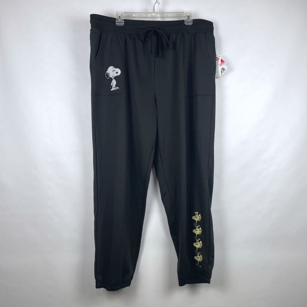 NWT Peanuts Snoopy Woodstock Black Lounge Pajama Jogger Pants Women Plus Size 1X
